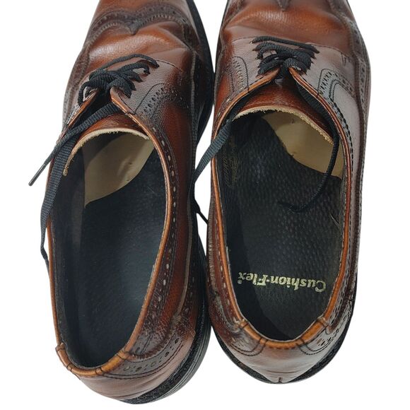 Vtg Union Made USA Cushion-Flex Longwing Brogue Oxford Shoes Mens 12C Leather main image 11
